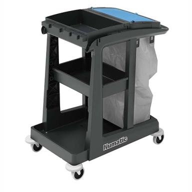 Reinigungswagen Numatic "EcoMatic EM 1", graphit | 3 AblagenReinigungswagen mit 120 Liter Abfalleinheit, Abstellfläche und Halterungen für das Trockenwischsystem