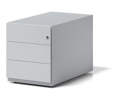 Rollcontainer Note mit Griffleiste lichtgrau, 3 Universalschubladen