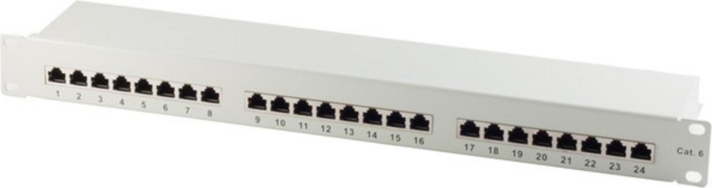 S-CONN Patchpanel Cat.6 Rackeinbau 48,3 cm (19") 24-Port lichtgrau (75074)