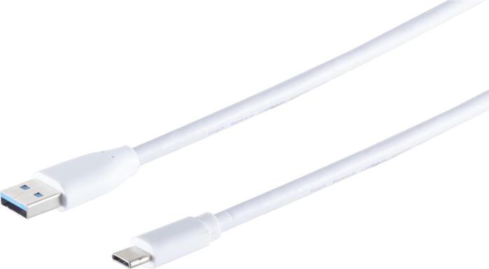 S-CONN USB Kabel USB A-ST auf USB 3.1 Typ C-ST weiss 1,0m (13-31026)