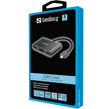 Image SANDBERG_USB-C_Dock_2xHDMI1xVGAUSBPD_img2_3724543.jpg Image