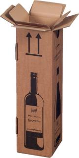 Versandkarton braun für Flaschen, PTZ geprüft, für 1 Flasche
