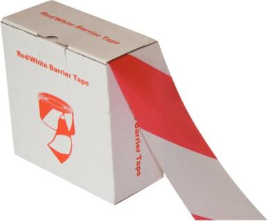 Absperr- und Flatterband rot/weiß aus Polyethylen, 30 my