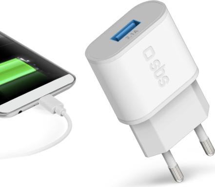 SBS Reiselader 2,1A 1x USB, weiß