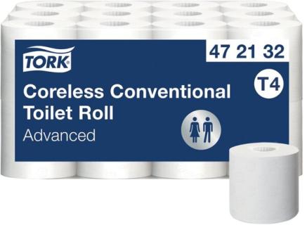 Kleinrollen Toilettenpapier hülsenlos, 2-lagig, weiß, T4 System