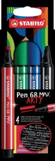 STABILO Fasermaler Pen 68 MAX, 4er Etui ARTY