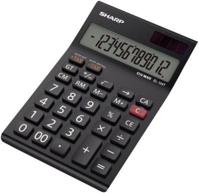 SHARP EL-124TWH - Desktop-Taschenrechner - 12 Stellen - Solarpanel, Speichersic