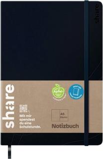 Notizbuch A5 blanko schwarz, share 