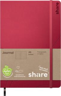 Notizbuch A5 punktkariert rot, share 
