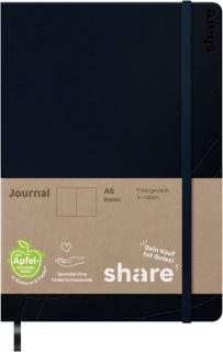 Notizbuch A5 blanko dunkelblau, share 