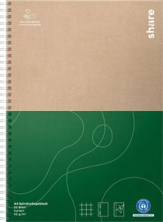 Collegeblock A4 kariert 80 Blatt,share Weiß