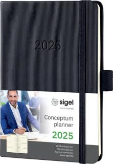 Wochenkalender Conceptum 2025 A6 schwarz, 1 Woche/2 Seiten, 176 Seiten