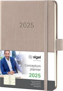 Wochenkalender Conceptum 2025 A6 taupe, 1 Woche/2 Seiten, 176 Seiten