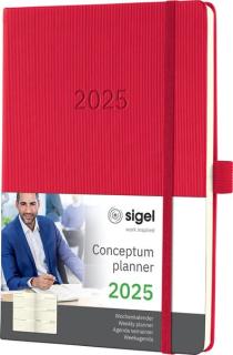 Wochenkalender Conceptum 2025 A5 red, 1 Woche/2 Seiten, 192 Seiten