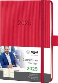 Wochenkalender Conceptum 2025 A6 red, 1 Woche/2 Seiten, 176 Seiten