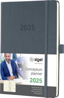 Wochenkalender Conceptum 2025 A5 dark grey,1 Woche/2 Seiten,192Seiten