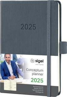 Wochenkalender Conceptum 2025 A6 dark grey,1 Woche/2 Seiten,176Seiten