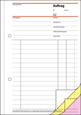 SIGEL Formularbuch "Auftrag", A5, 3 x 40 Blatt, SD - für den Markt: D (SD002)
