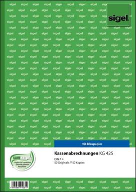 SIGEL Formularbuch "Kassenabrechnung", A4, 2 x 50 Blatt - für den Markt: D (KG4