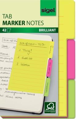 SIGEL Haftmarker Tab Marker Notes HN206 98x148mm 3fach sort. 42Bl. (HN206)