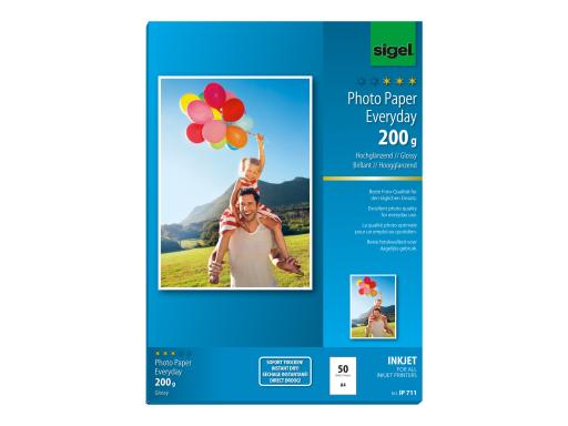 SIGEL InkJet Everyday plus Photo Paper IP711 - Fotopapier, glänzend - weiß - A4