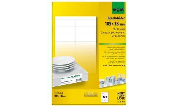 SIGEL LP783 - Preisschildetiketten - weiß - 105 x 38 mm - 170 g/m2 - 420 Stck. 