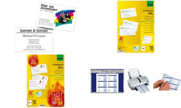 SIGEL LP799 - Visitenkarten - hochweiß - 85 x 55 mm - 225 g/m2 - 400 Karte(n) (