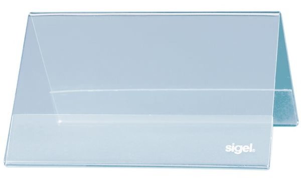 SIGEL Tischaufsteller, Hartplastik, 240 x 90 mm, Dachform glasklar, beidseitige