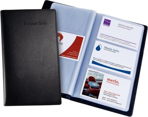 SIGEL Visitenkarten-Mappe, Lederoptik, schwarz, matt Album für 120 Karten bis 9