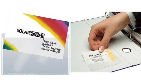 SIGEL Visitenkarten-Taschen, aus PP, selbstklebend, glasklar für Karten bis 90 