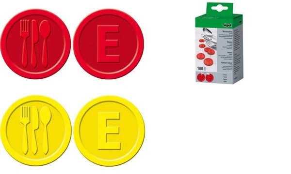 SIGEL Wertmarken "Essen", aus Kunststoff, gelb Essenmarken aus PP, Durchmesser:
