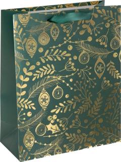 5 SIGEL Geschenktaschen Golden ornaments on green Motiv 26,0 x 32,0 cm