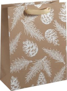 sigel Weihnachts-Geschenktüte "Pine cones and pine branches"
