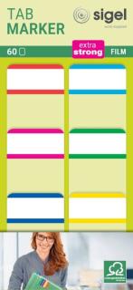 Haftmarker Film, extra strong, 25x38mm, 6 Farben mit weißem