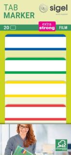 Haftmarker Film, extra strong, 50x38mm, 4 Farben mit weißem