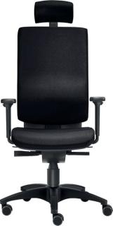 Bürodrehstuhl Cube L, mit Armlehen mit Kopfstütze, schwarz, bis 120 kg