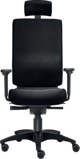 Bürodrehstuhl Cube L, mit Armlehen mit Kopfstütze, schwarz, bis 120 kg