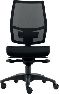 Bürodrehstuhl Ergo Mesh schwarz ohne Armlehen, Hartbodenrollen