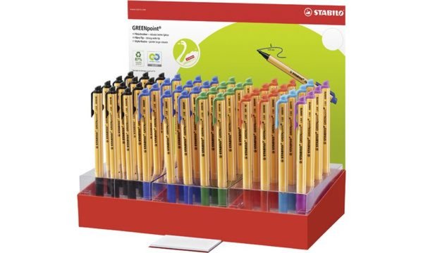 STABILO Fasermaler GREENpoint, 48er Karton-Display aus 87% recyceltem Kunststof