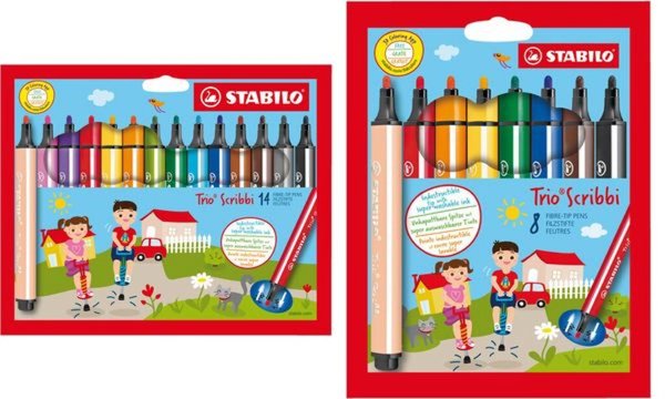 STABILO Fasermaler Trio Scribbi, 14er Karton-Etui Strichstärke: 1,5 - 2,0 mm, D