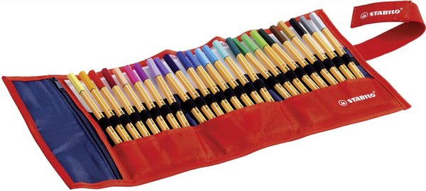 STABILO Fineliner point 88, 25er Rollerset, dunkelblau Nylonetui mit Sichtfenst