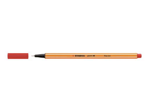 STABILO Fineliner point 88, Strichstärke: 0,4 mm, rot Seckskant-Form mit Streif