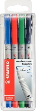 STABILO Folienstift OHPen universal, wasserlöslich, 4er Etui Strichstärke: 0,4 