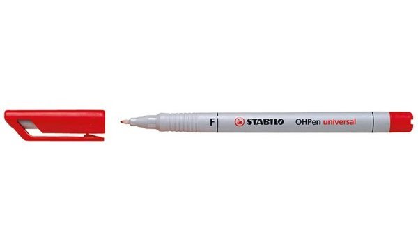 STABILO Folienstift OHPen universal, wasserlöslich, rot Strichstärke: 1,0 mm / 