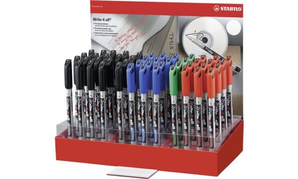 STABILO Permanent-Marker Write-4-al l, F, 48er Karton-Display (55500215
