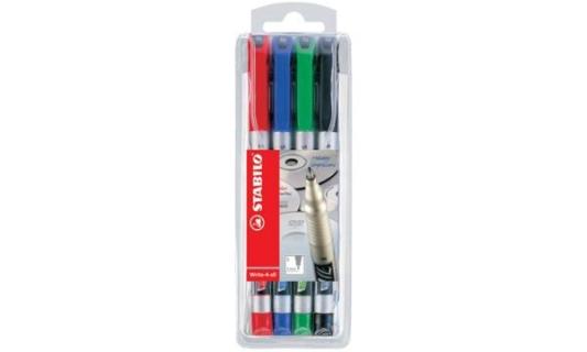 STABILO Permanent-Marker Write-4-all, F, 4er Kunststoff-Etui Strichstärke: 0,7 