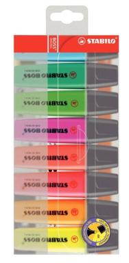 STABILO Textmarker BOSS ORIGINAL, 8er PET-Etui Keilspitze, Strichstärke: 2,0 - 