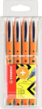 STABILO Tintenroller bionic worker fine, 4er Etui Strichstärke: 0,3 mm, Kappe m