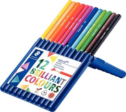 STAEDTLER Buntstift ergosoft, dreieckig, 12er Etui Minenstärke: 3.0 mm, rutschf