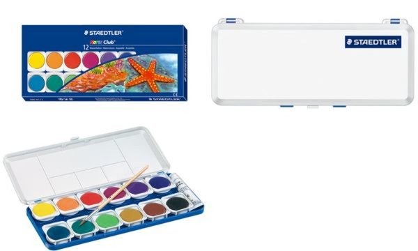 STAEDTLER Deckfarbkasten Noris Club, 12 Farben inkl. 7,5 ml Deckweiß und einem 